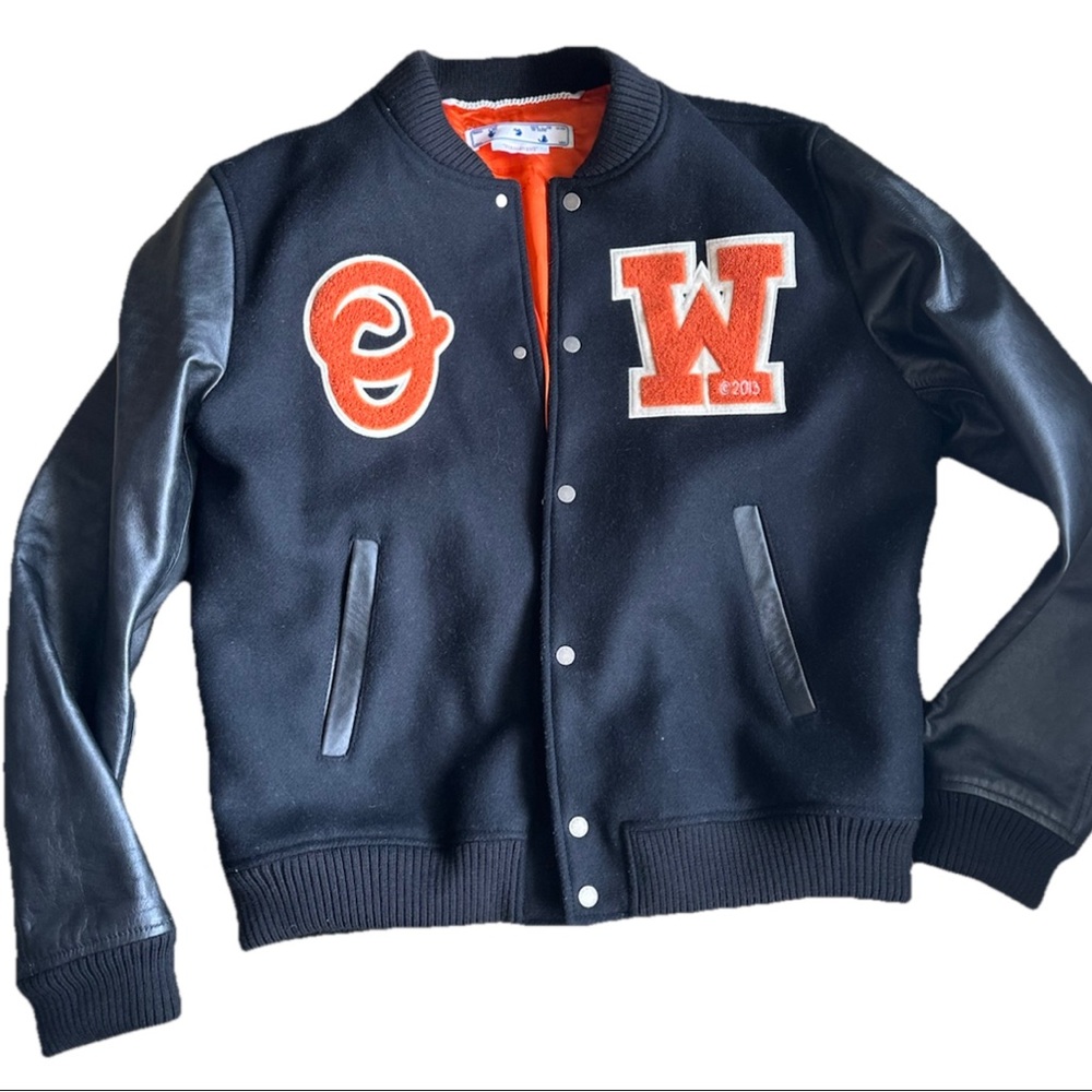 Off-White Patchwork Varsity Letterman Jacket - image 1